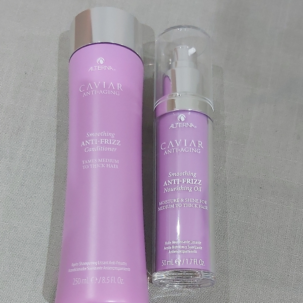 Caviar Anti-Frizz Conditioner and Nourishing Oil Set - Purple
